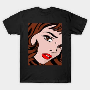 Brunette Pop Art Girl T-Shirt